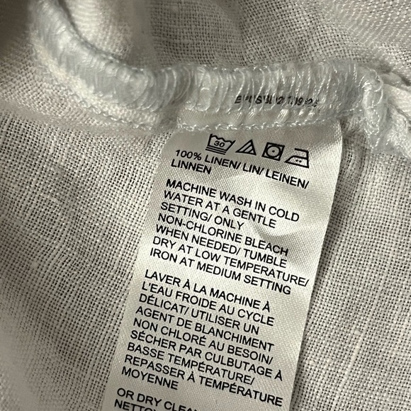 Lord & Taylor Women’s Linen Shirt Cap Sleeve Button Down Small White - Picture 5 of 7